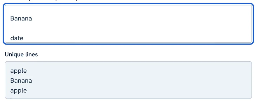 Duplicate line remover with a list on top and unique lines below using default options