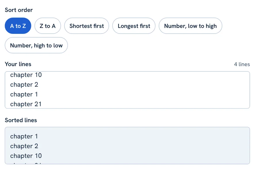 Line sorter with Natural sorting ticked putting chapter 2 before chapter 10