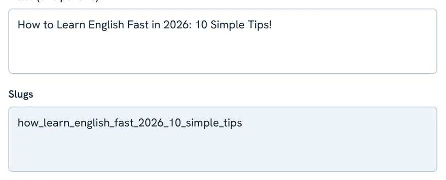 Slug generator with underscore separator and remove small words ticked
