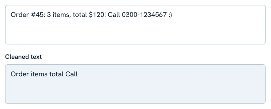 Text cleaner with remove digits and remove punctuation ticked