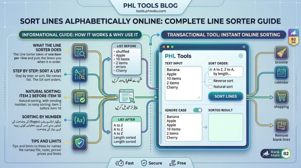 PHL Tools Sort Lines Alphabetically Online Guide and Text Sorter Tool Visual